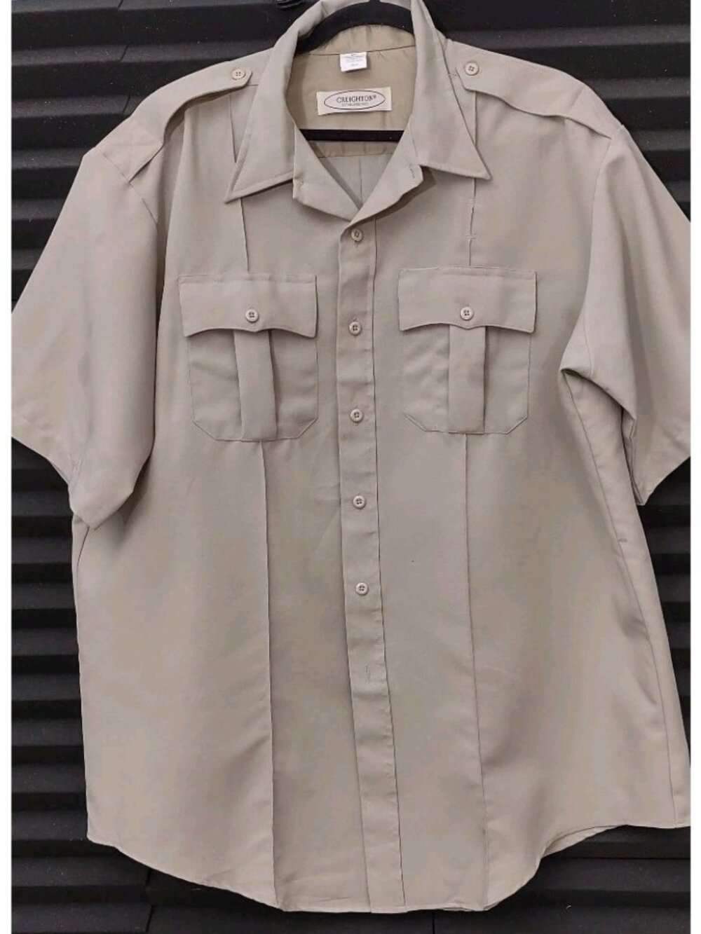 Creighton Uniform Shirt Khaki Short Sleeve Size 2XL Buttons And Zipper Front